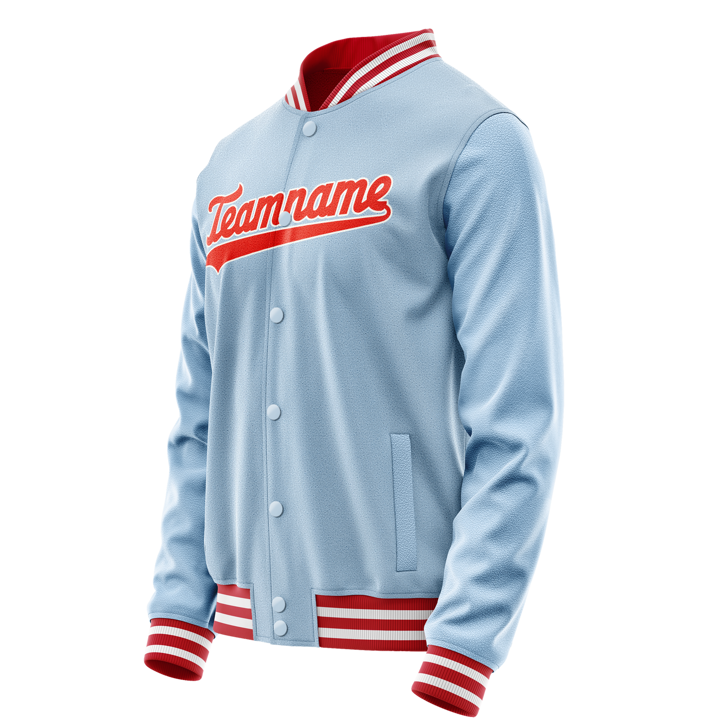 Custom Light-Blue Orange Solid Color Varsity Letterman Jacket