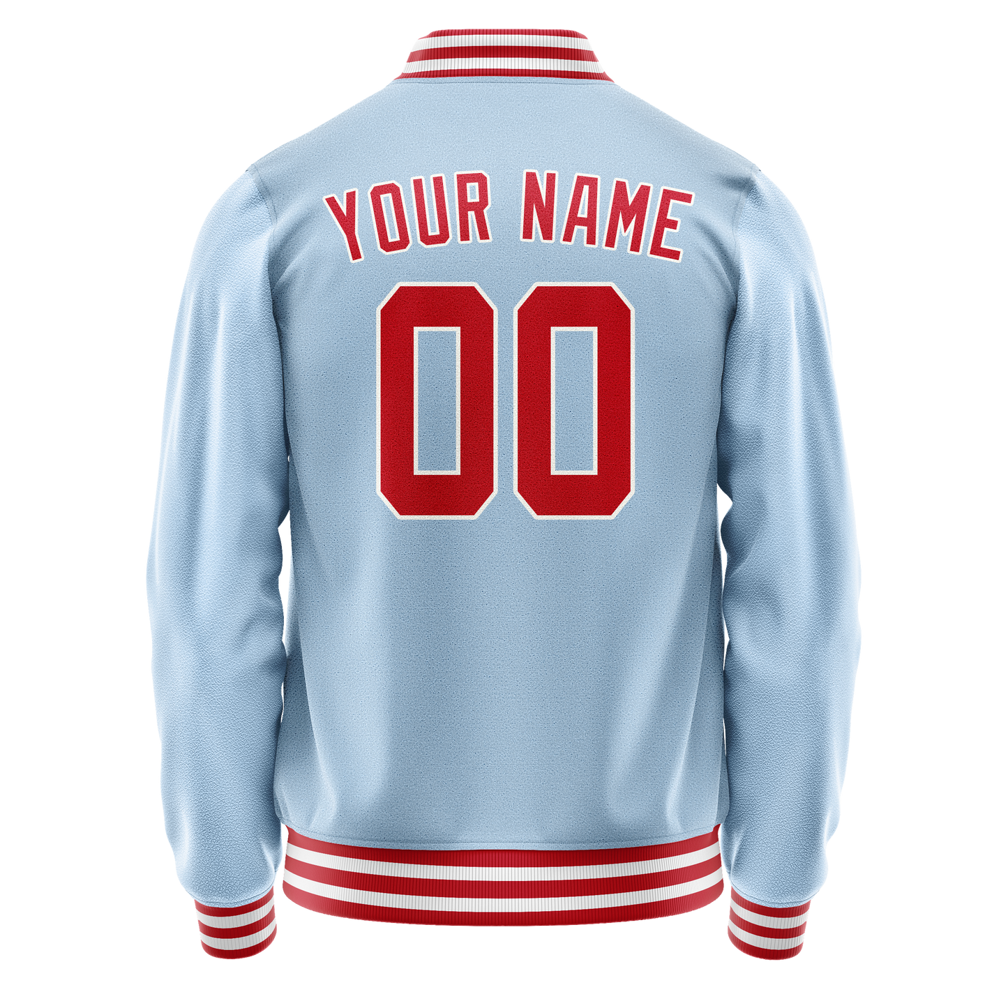 Custom Light-Blue Red Solid Color Varsity Letterman Jacket