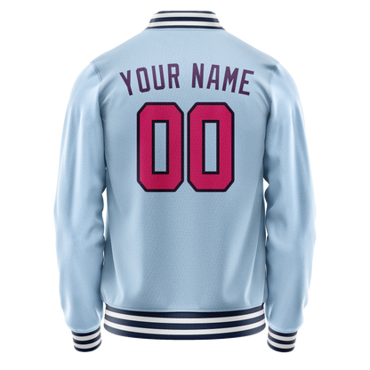 Custom Light-Blue Purple Solid Color Varsity Letterman Jacket