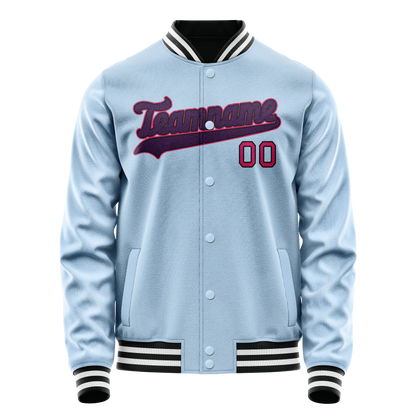 Custom Light-Blue Purple Solid Color Varsity Letterman Jacket
