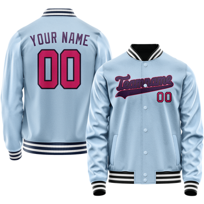 Custom Light-Blue Purple Solid Color Varsity Letterman Jacket