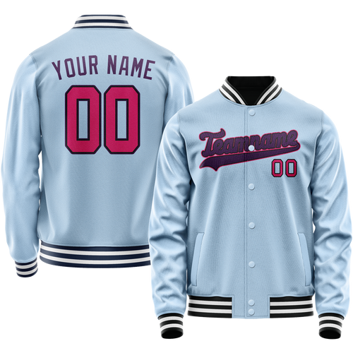 Custom Light-Blue Purple Solid Color Varsity Letterman Jacket
