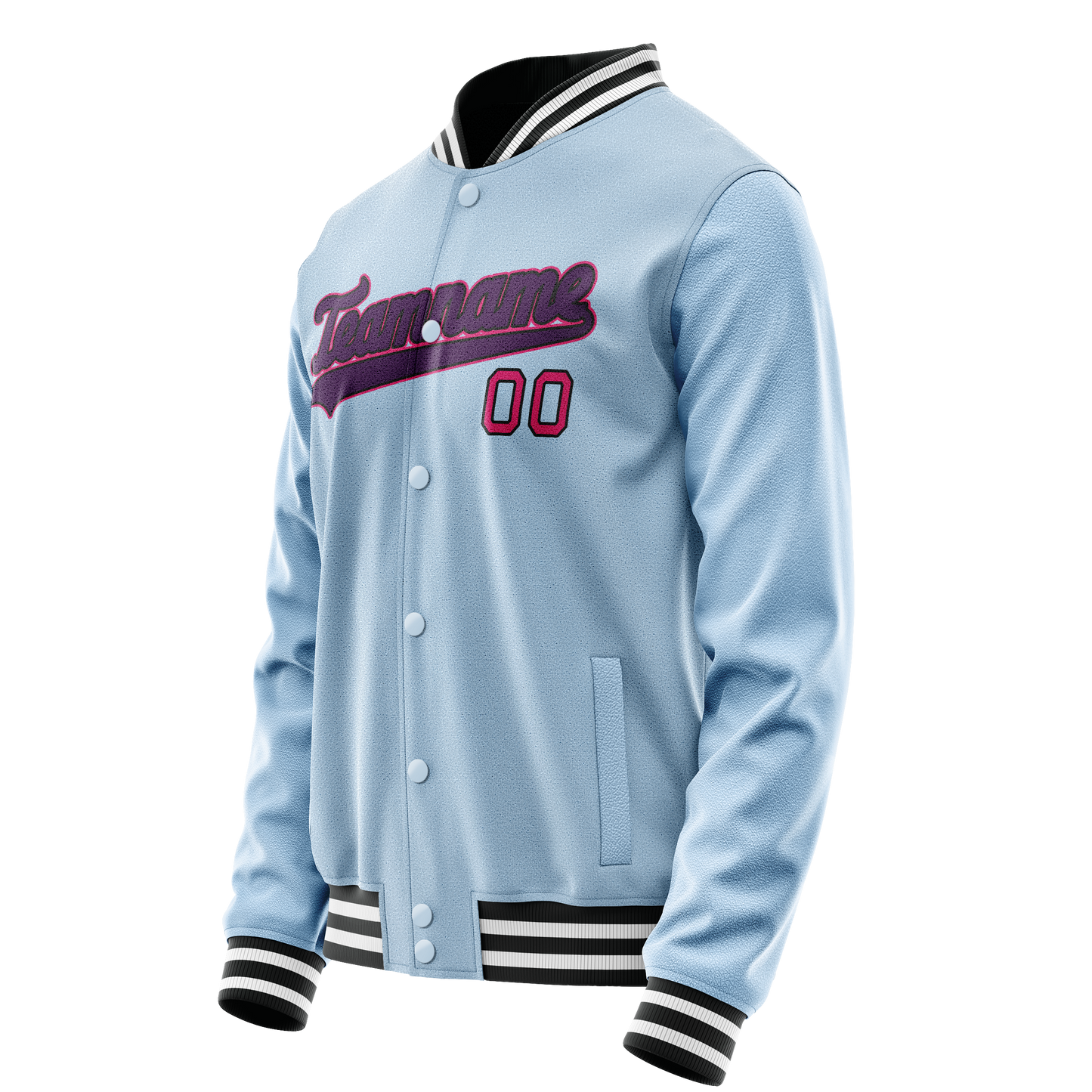 Custom Light-Blue Purple Solid Color Varsity Letterman Jacket