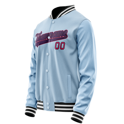 Custom Light-Blue Purple Solid Color Varsity Letterman Jacket