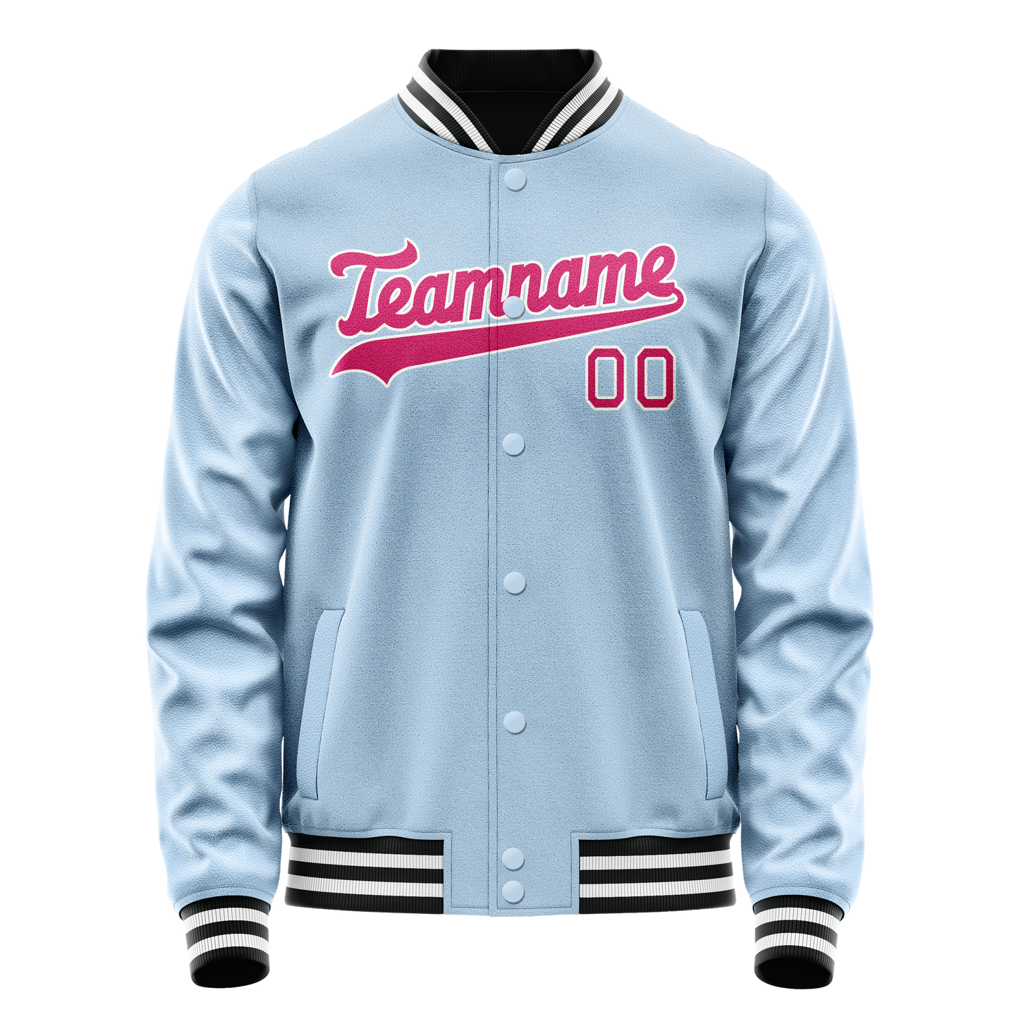Custom Light-Blue Pink Solid Color Varsity Letterman Jacket