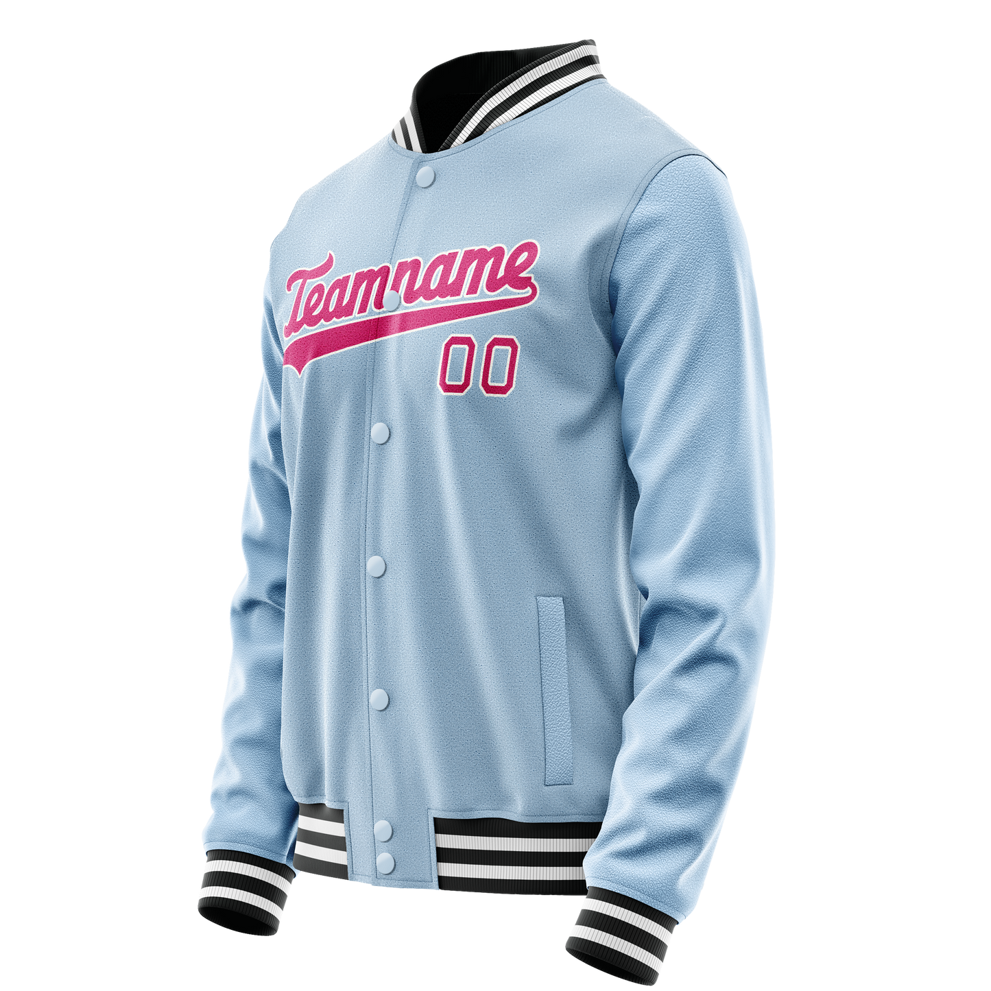 Custom Light-Blue Pink Solid Color Varsity Letterman Jacket
