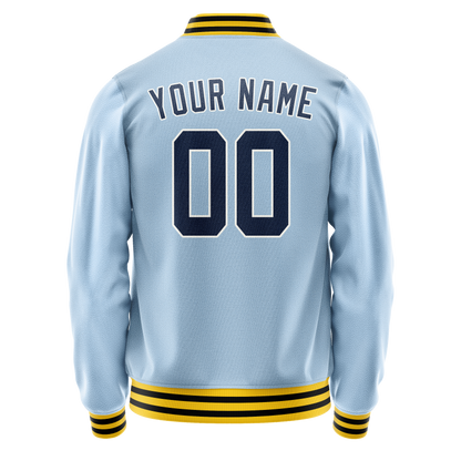 Custom Light-Blue Royal Solid Color Varsity Letterman Jacket