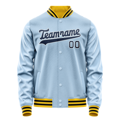 Custom Light-Blue Royal Solid Color Varsity Letterman Jacket
