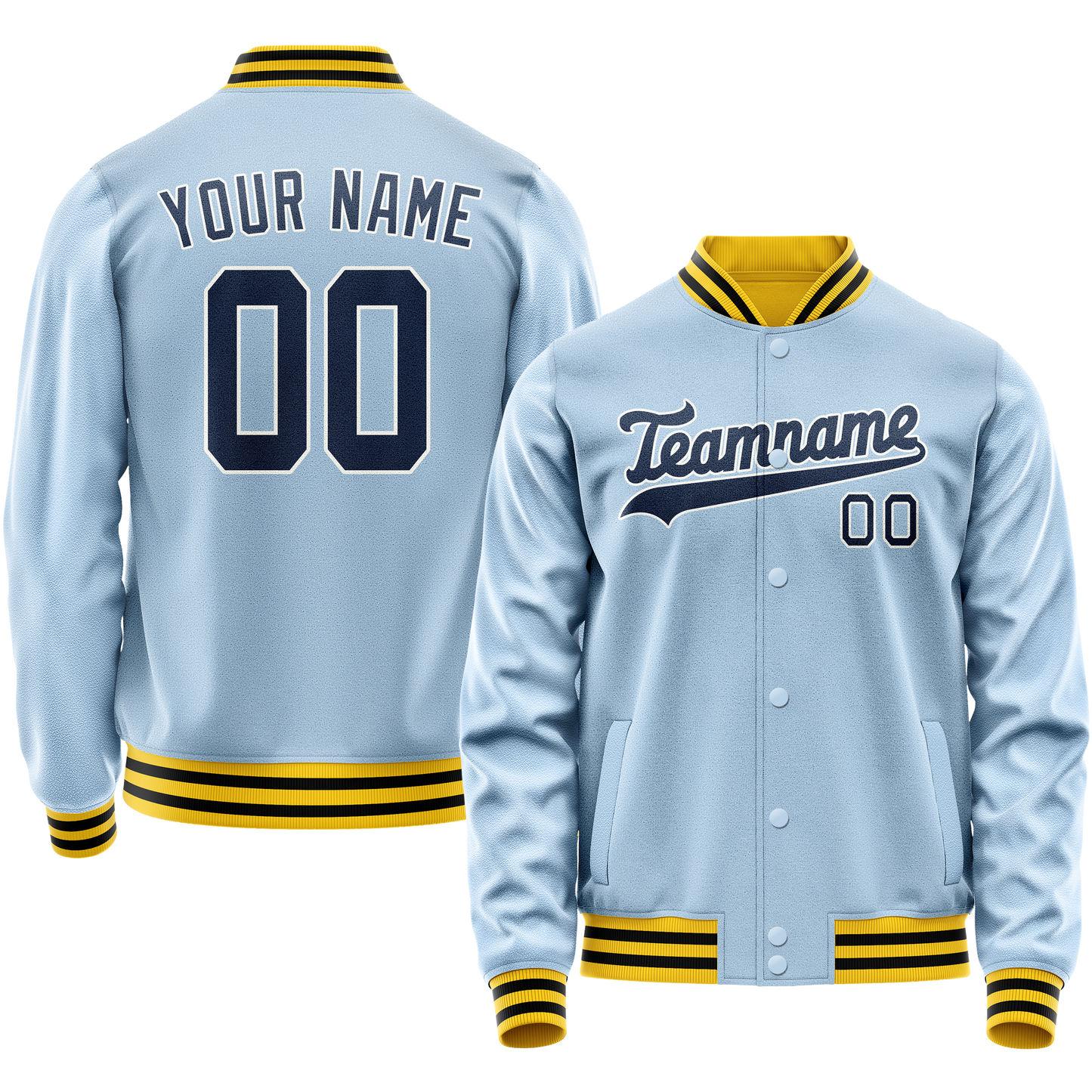 Custom Light-Blue Royal Solid Color Varsity Letterman Jacket