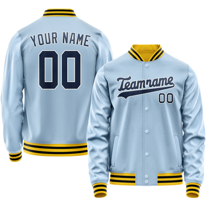 Custom Light-Blue Royal Solid Color Varsity Letterman Jacket