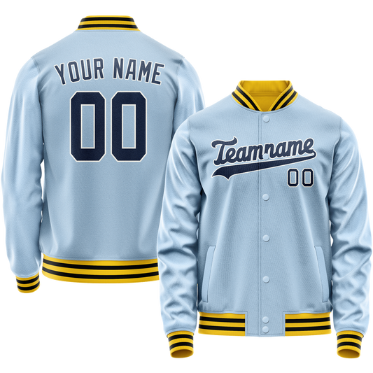 Custom Light-Blue Royal Solid Color Varsity Letterman Jacket