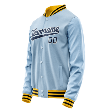 Custom Light-Blue Royal Solid Color Varsity Letterman Jacket