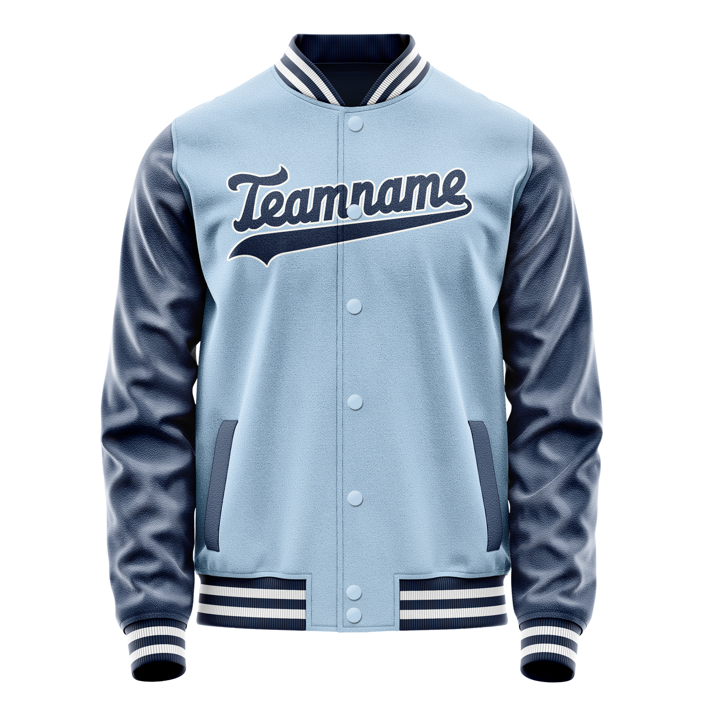 Custom Light-Blue Navy Solid Color Varsity Letterman Jacket