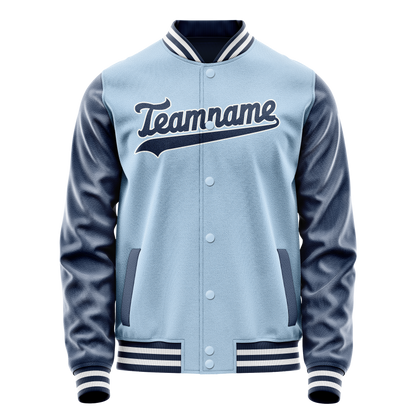 Custom Light-Blue Navy Solid Color Varsity Letterman Jacket