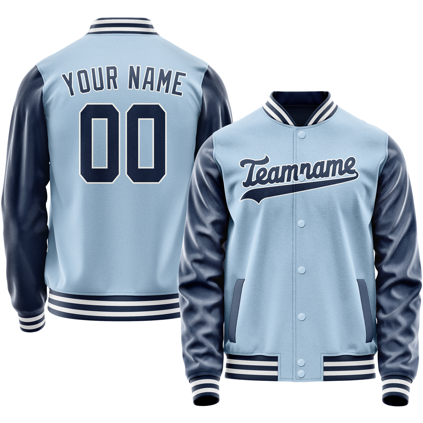 Custom Light-Blue Royal Solid Color Varsity Letterman Jacket