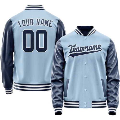 Custom Light-Blue Royal Solid Color Varsity Letterman Jacket