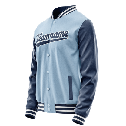 Custom Light-Blue Royal Solid Color Varsity Letterman Jacket
