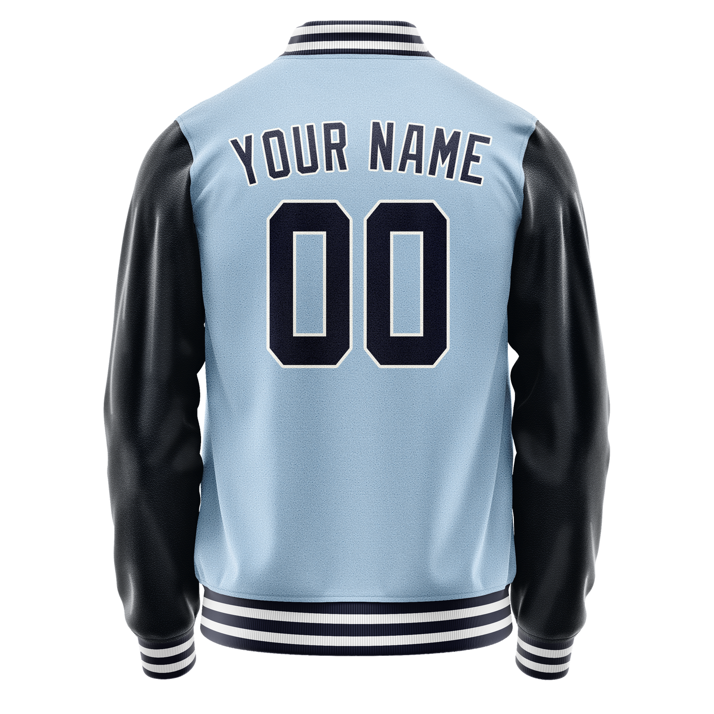 Custom Light-Blue Navy Solid Color Varsity Letterman Jacket
