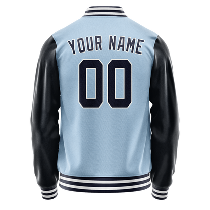 Custom Light-Blue Navy Solid Color Varsity Letterman Jacket