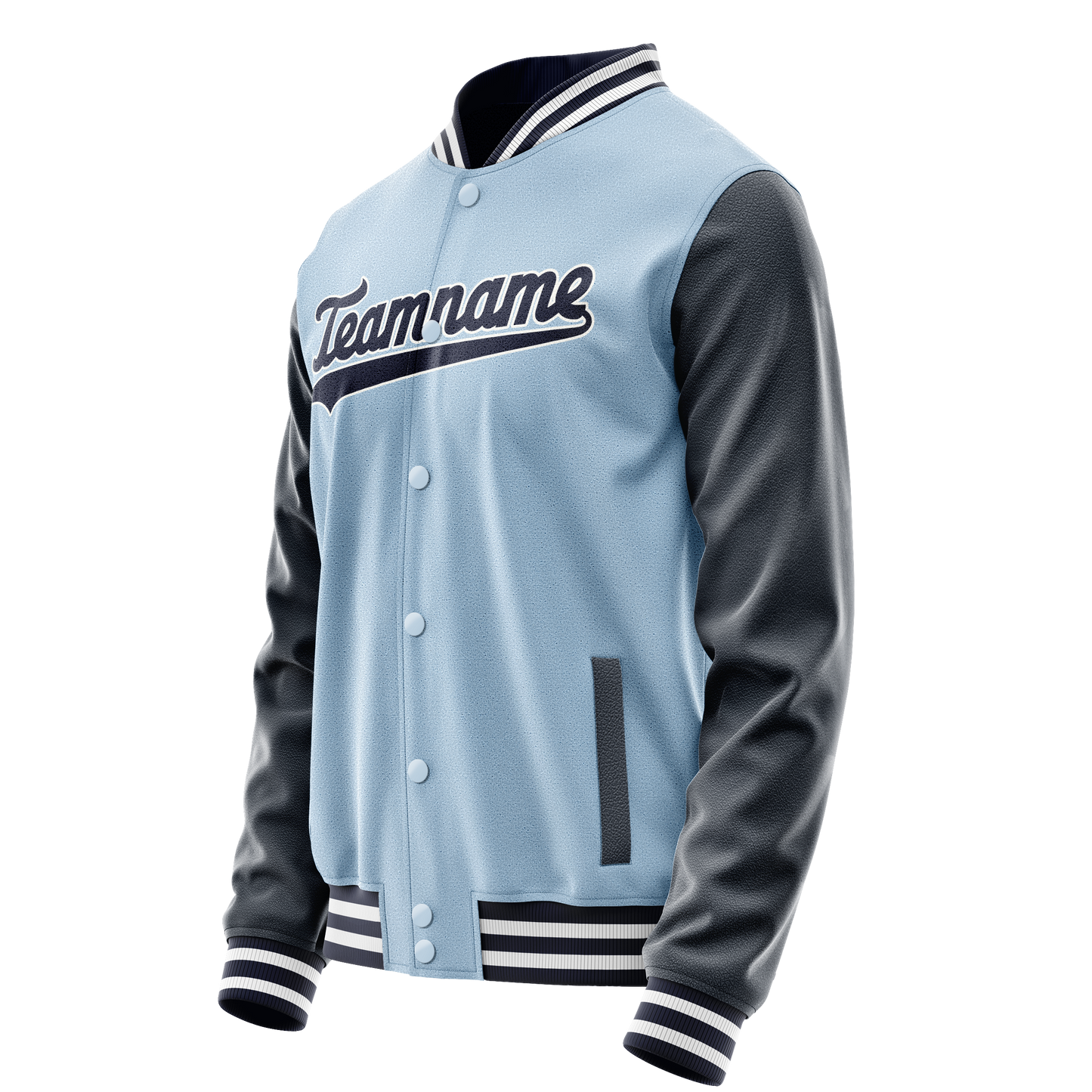 Custom Light-Blue Navy Solid Color Varsity Letterman Jacket