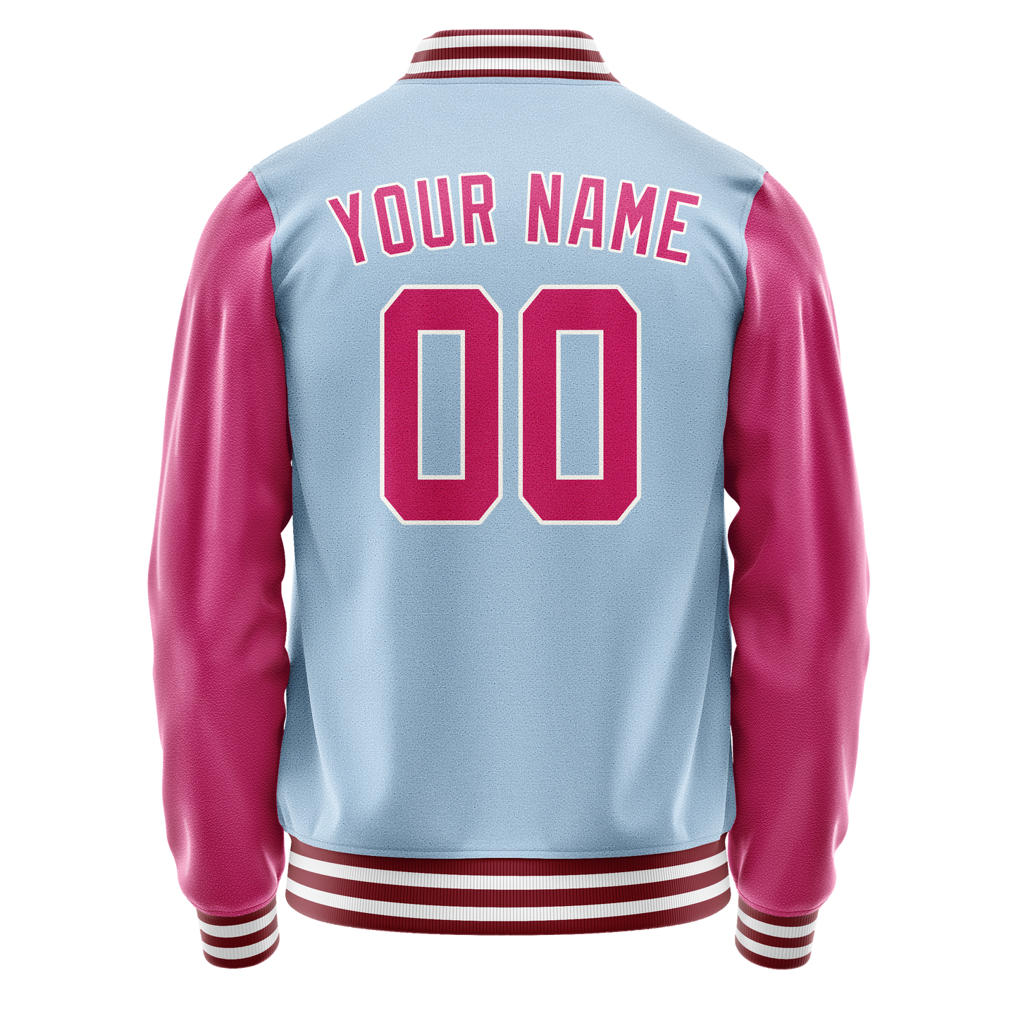 Custom Light-Blue Pink Solid Color Varsity Letterman Jacket