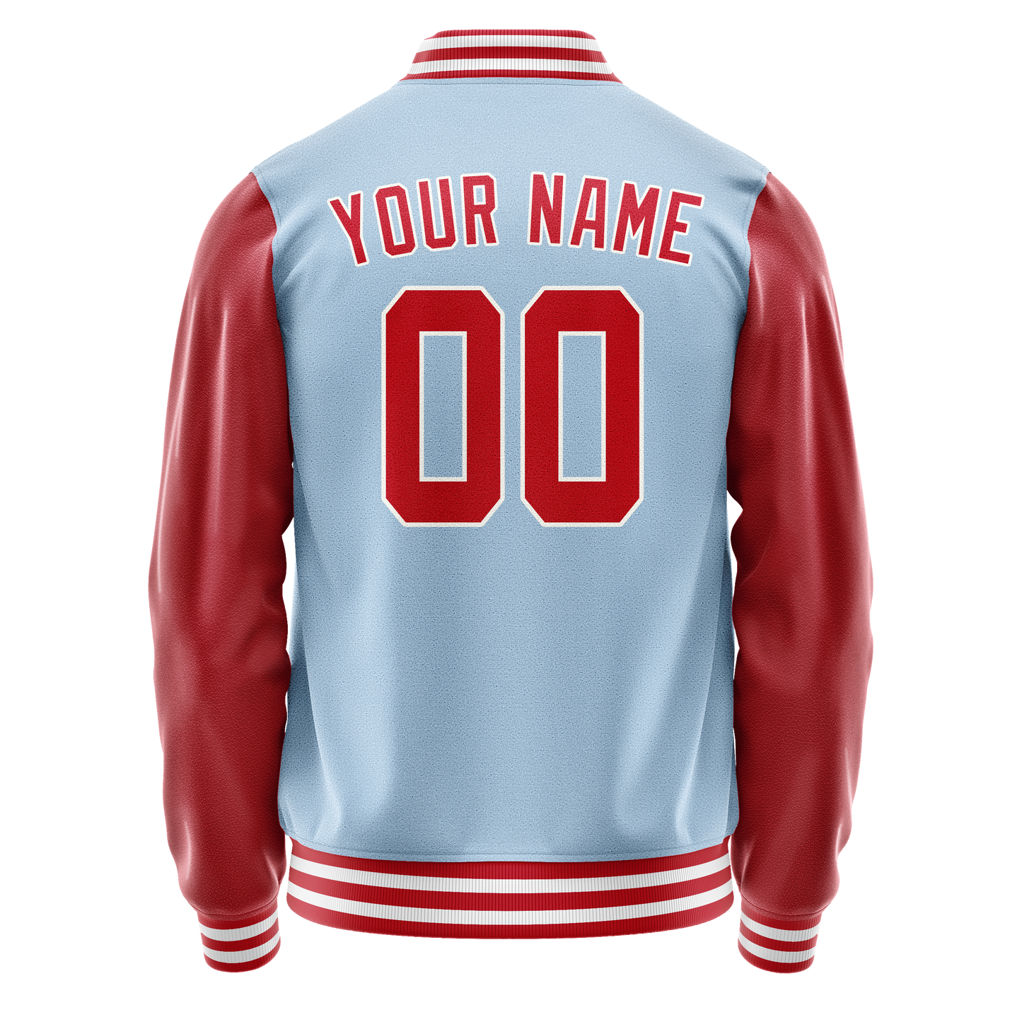 Custom Light-Blue Red Solid Color Varsity Letterman Jacket