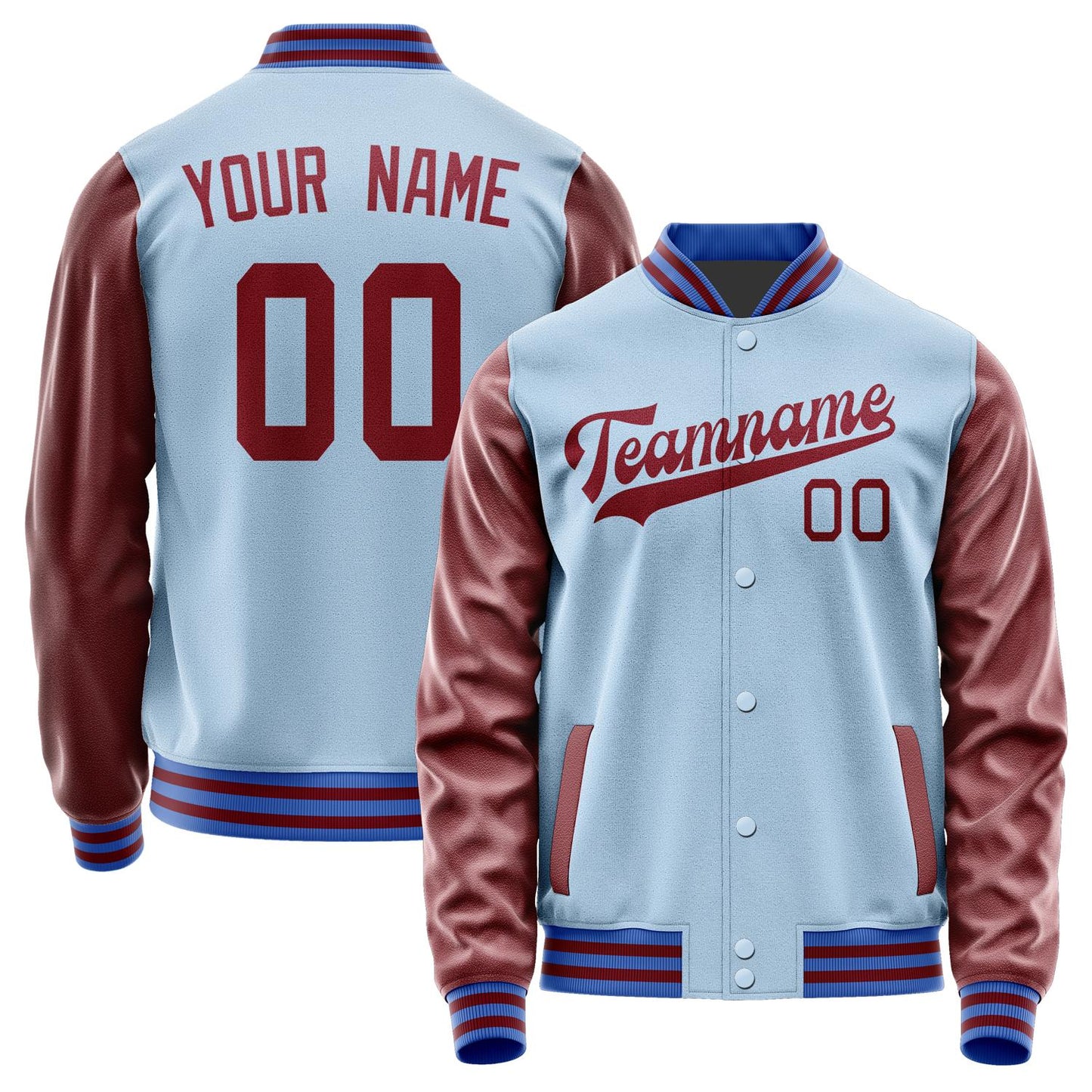 Custom Light Blue Crimson Red Jacket JA0808150915B31515