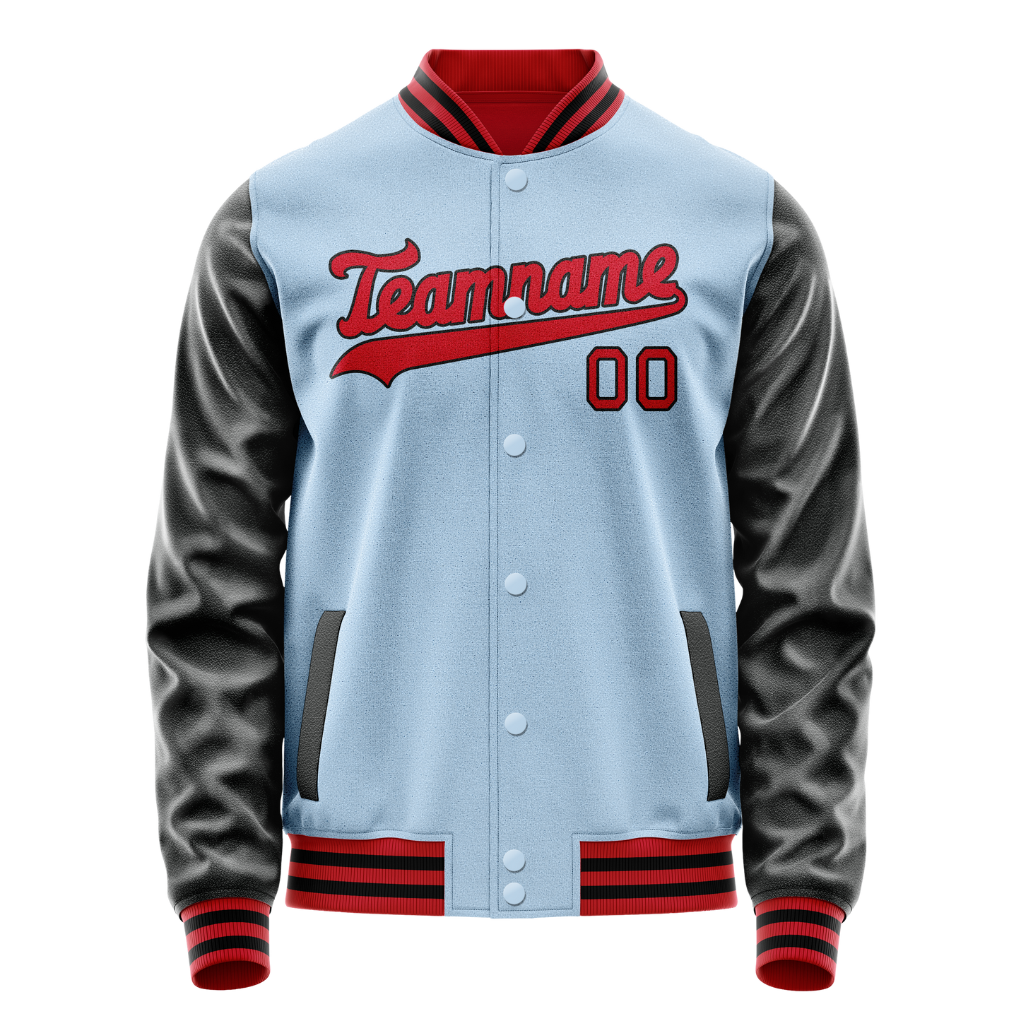 Custom Light-Blue Crimson Solid Color Varsity Letterman Jacket
