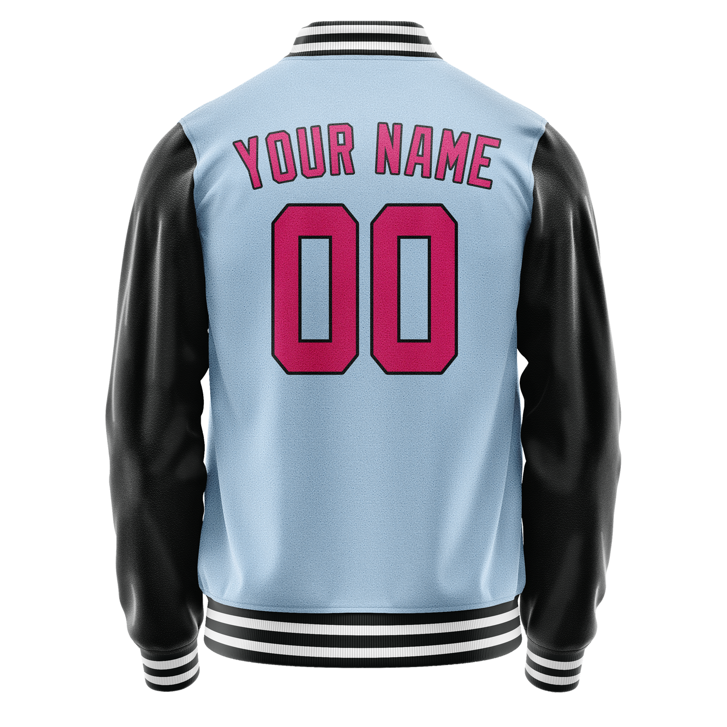 Custom Light-Blue Pink Solid Color Varsity Letterman Jacket