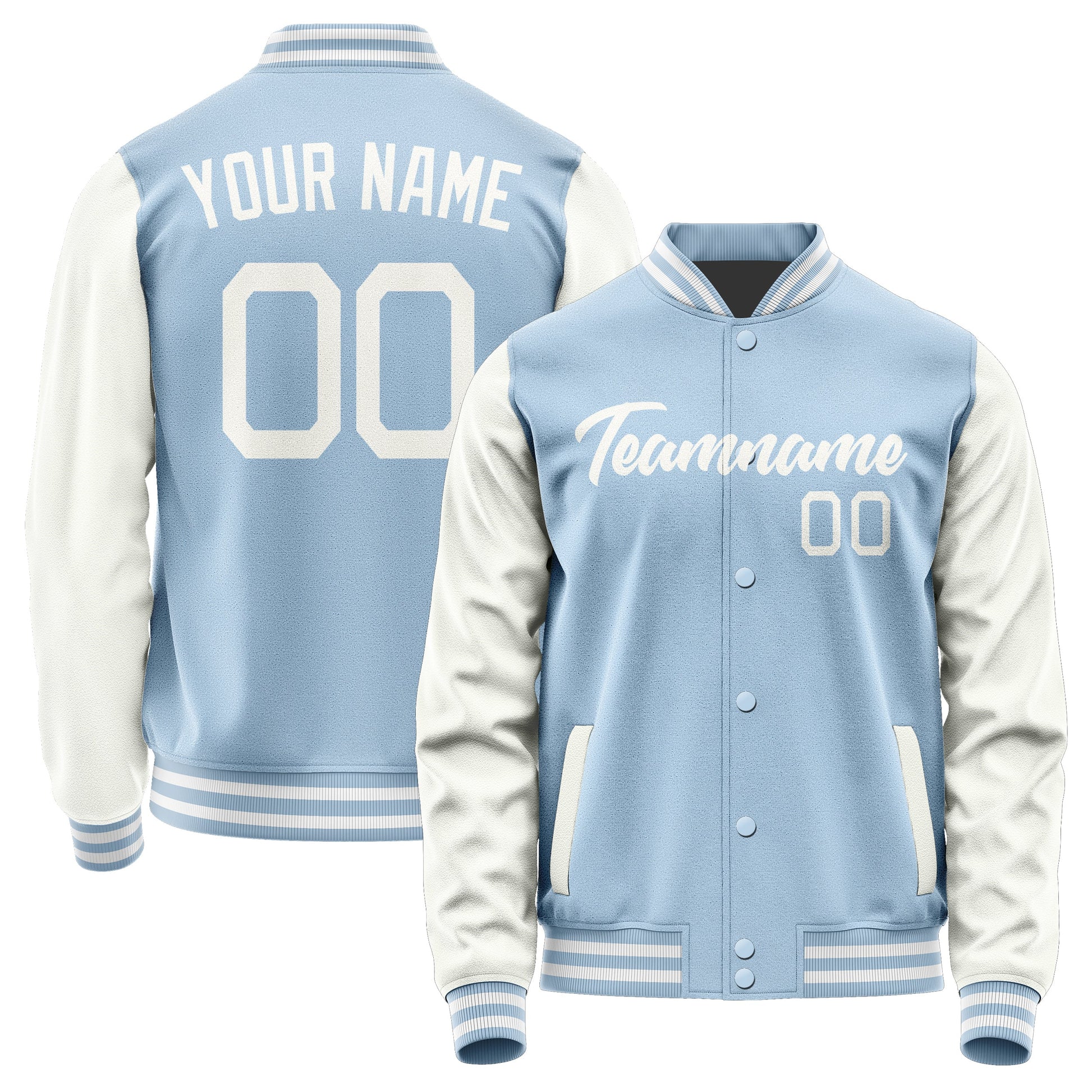Custom Light Blue White Jacket JA0808180818B21818