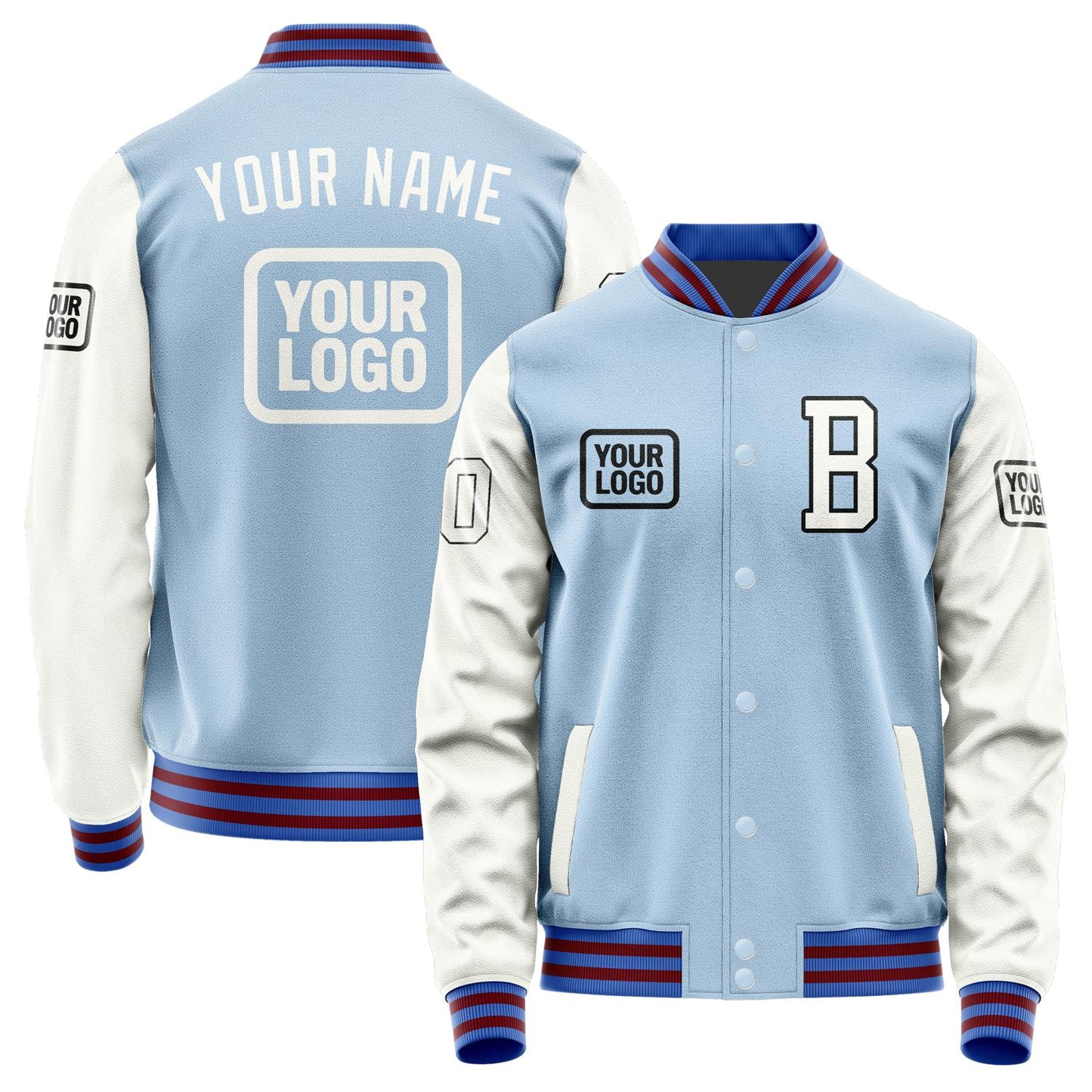 Custom Light Blue White Jacket JA080818091517181817