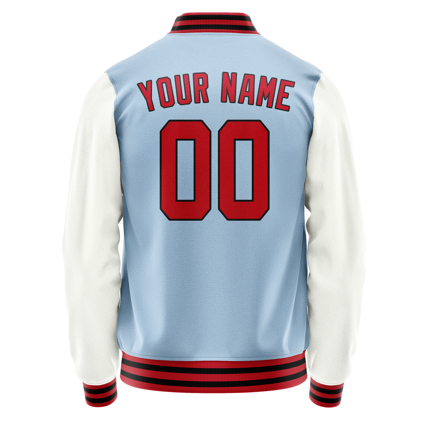 Custom Light-Blue White Solid Color Varsity Letterman Jacket