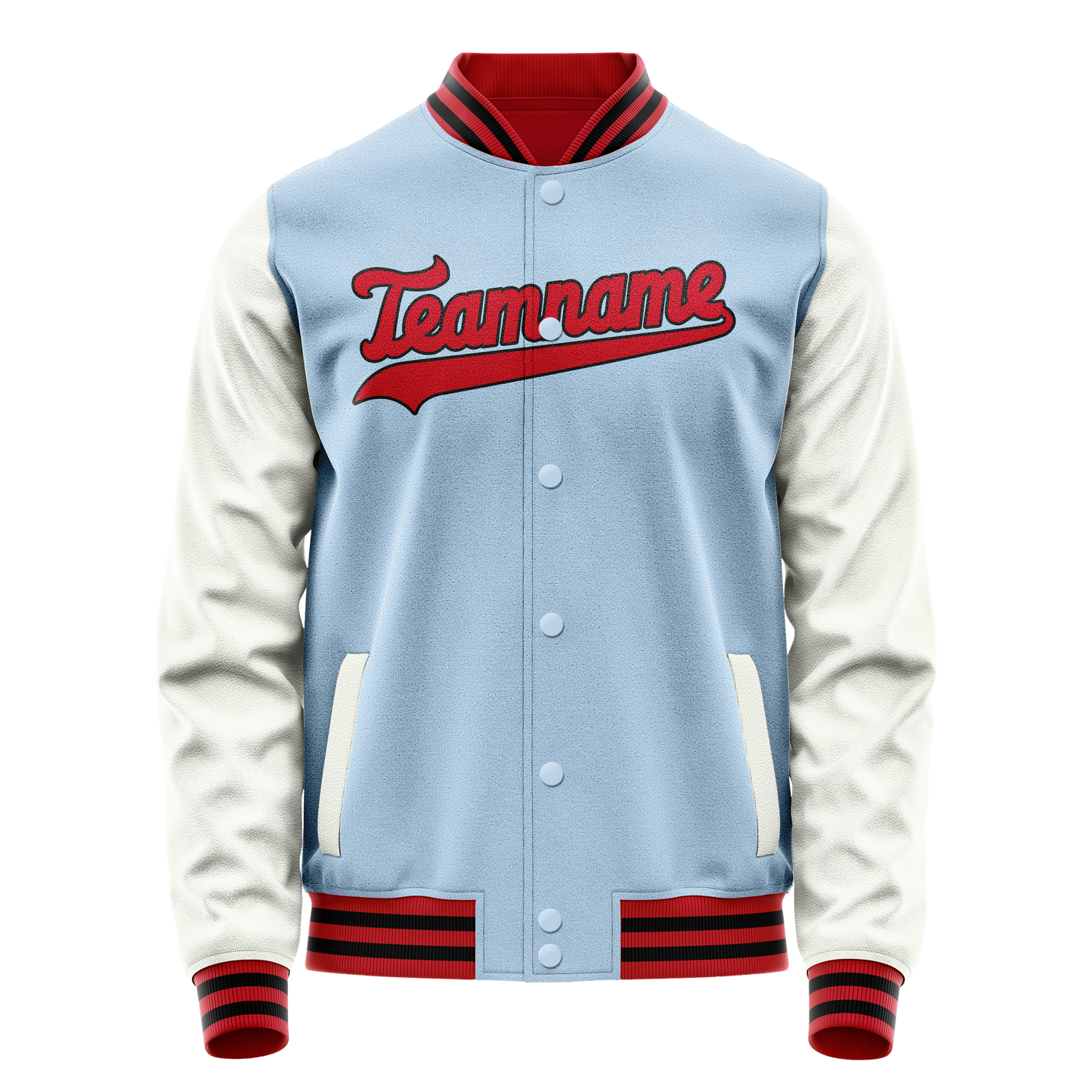 Custom Light-Blue White Solid Color Varsity Letterman Jacket