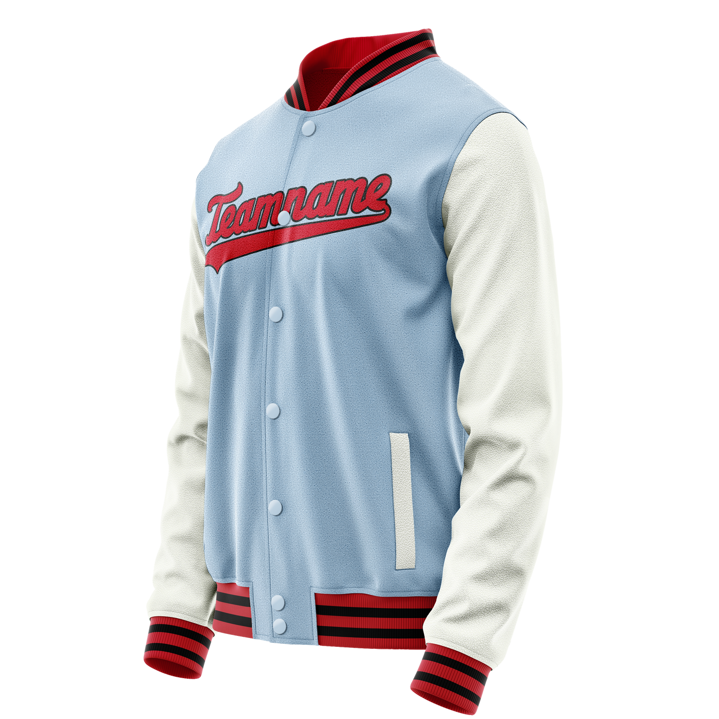 Custom Light-Blue White Solid Color Varsity Letterman Jacket