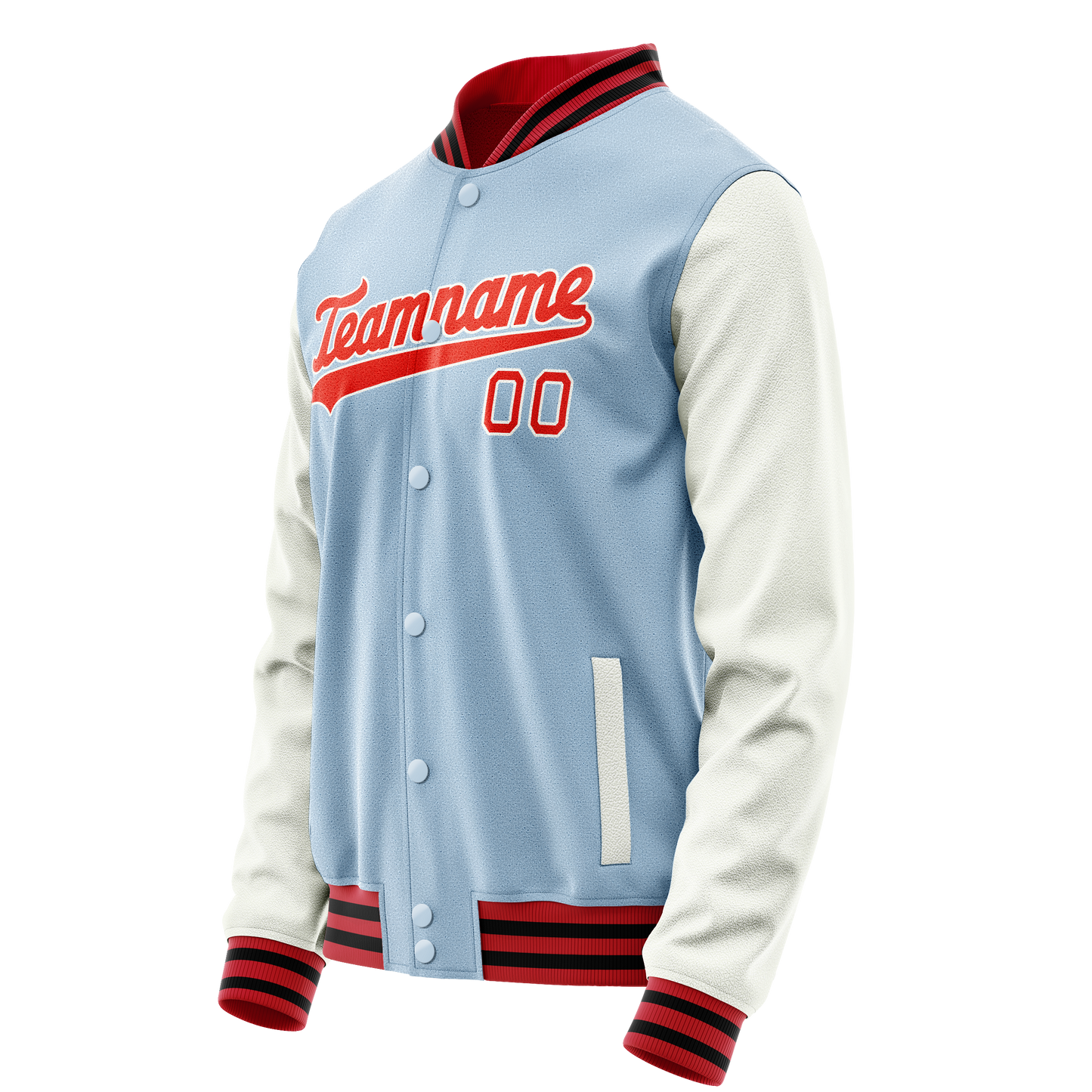 Custom Light-Blue White Solid Color Varsity Letterman Jacket