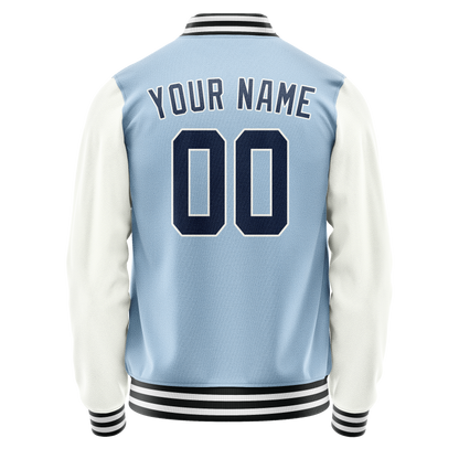 Custom Light-Blue Navy Solid Color Varsity Letterman Jacket