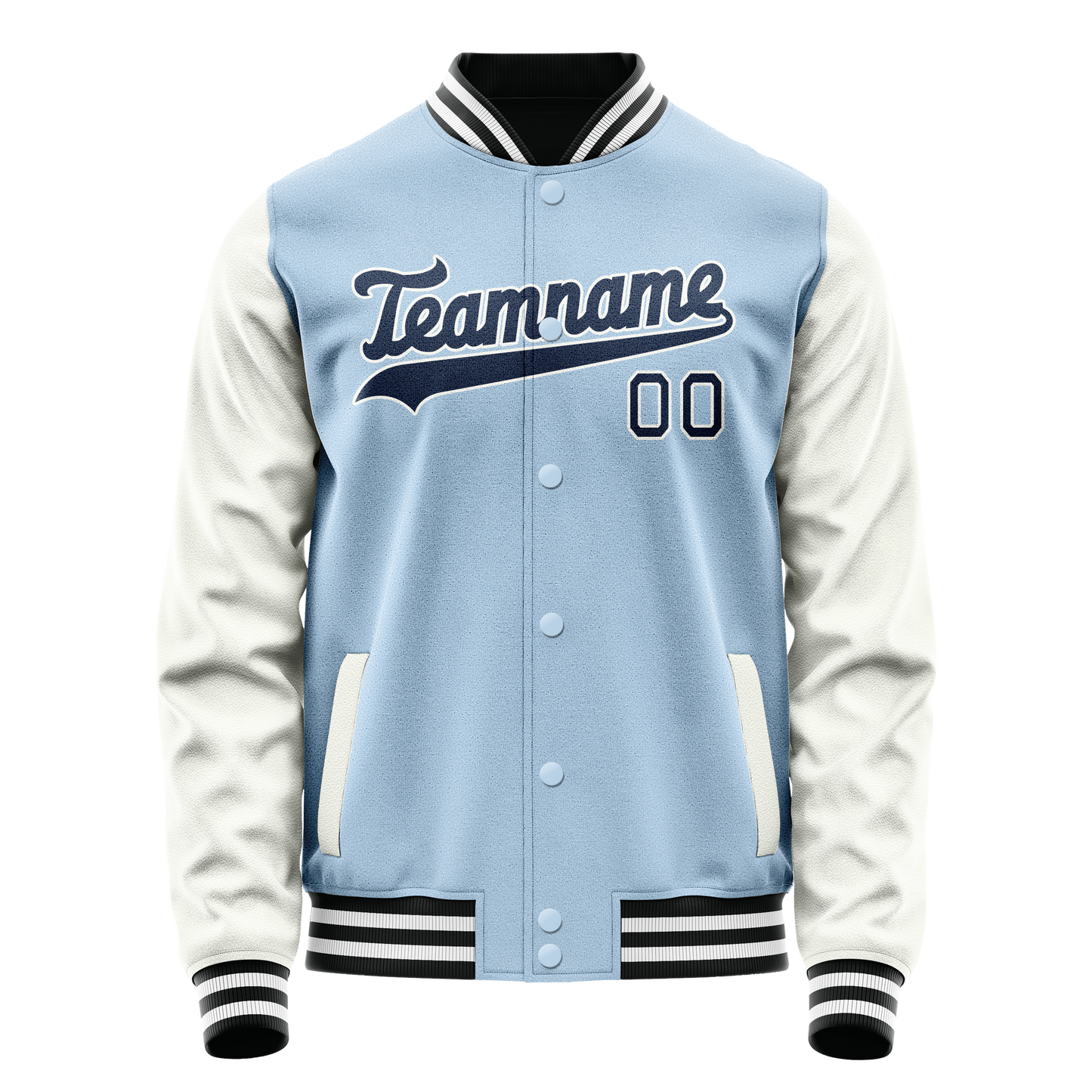 Custom Light-Blue Navy Solid Color Varsity Letterman Jacket