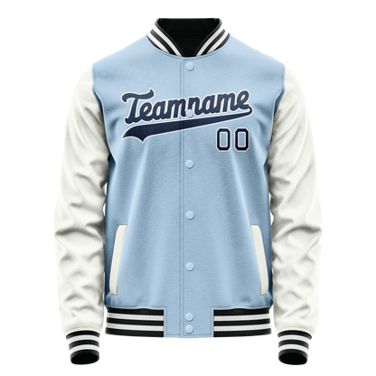 Custom Light-Blue Navy Solid Color Varsity Letterman Jacket