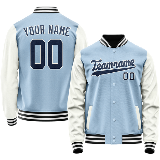 Custom Light-Blue Navy Solid Color Varsity Letterman Jacket