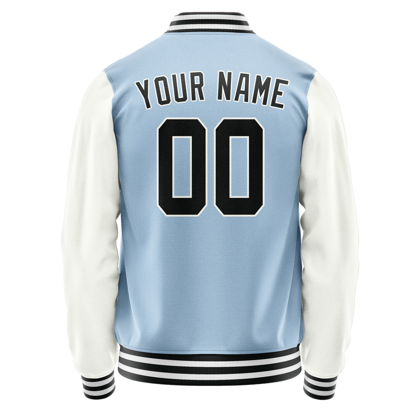 Custom Light-Blue White Solid Color Varsity Letterman Jacket