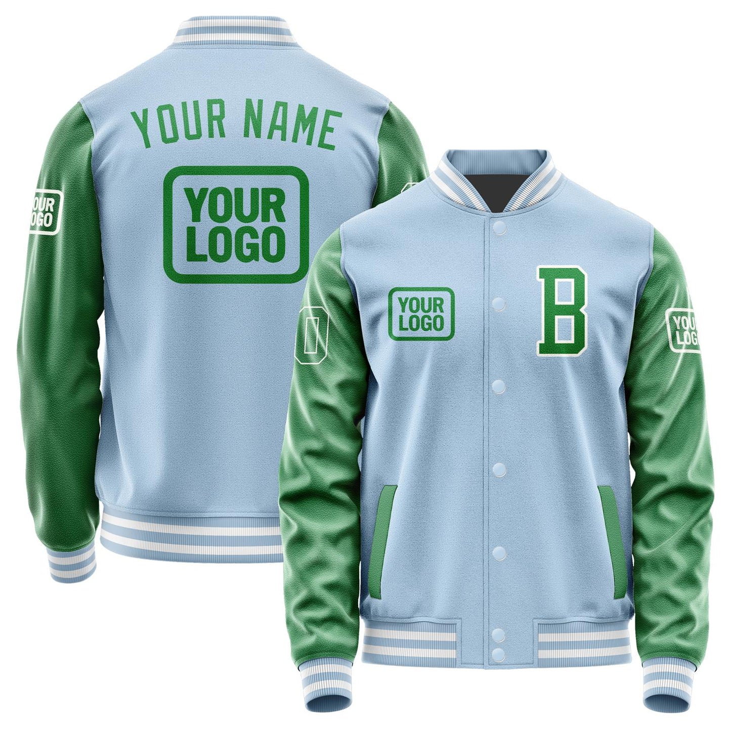 Custom Light Blue Emerald Green Jacket JA080824081818242418
