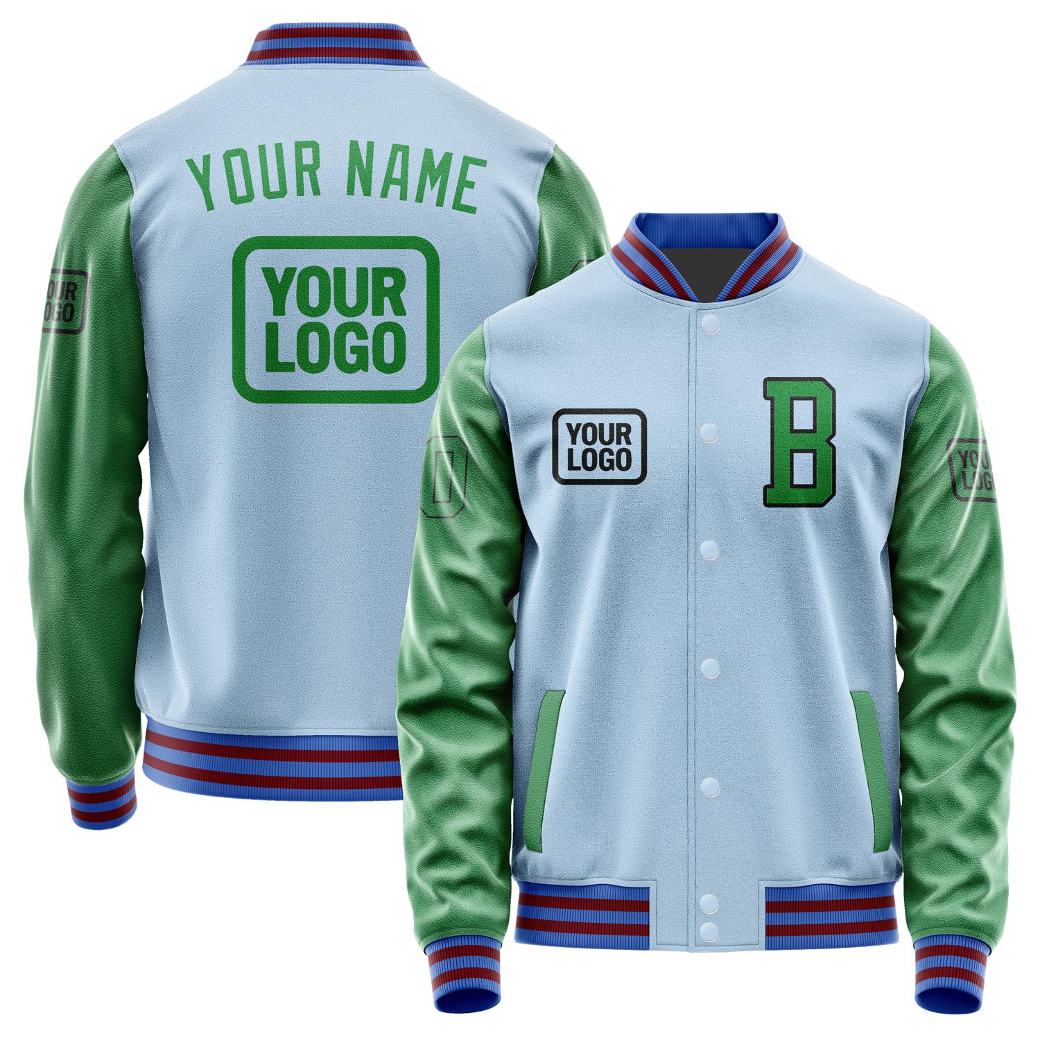 Custom Light Blue Emerald Green Jacket JA080824091517242417