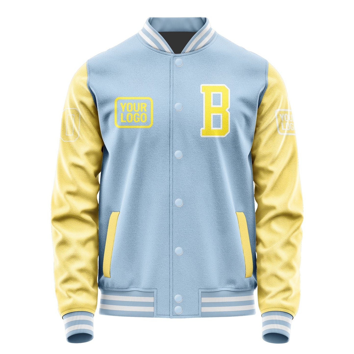 Custom Light Blue Light Yellow Jacket JA080826081818262618