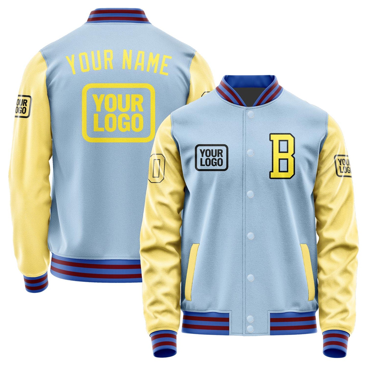 Custom Light Blue Light Yellow Jacket JA080826091517262617