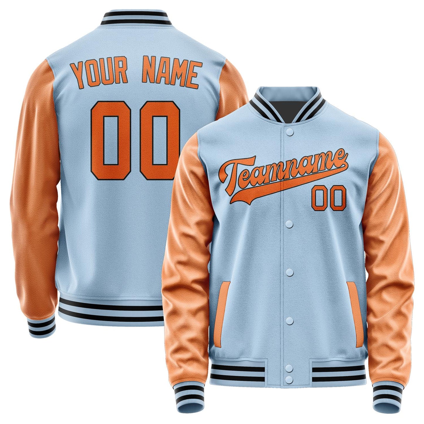 Custom Light Blue Orange Jacket JA0808280817B31728