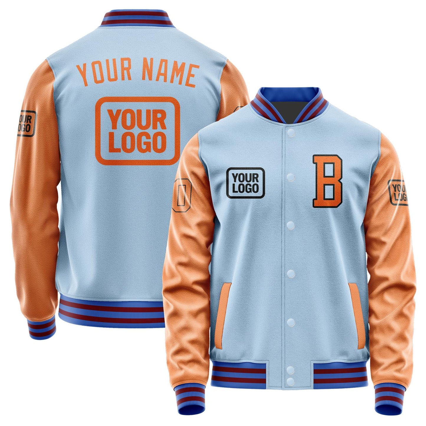 Custom Light Blue Orange Jacket JA080828091517282817