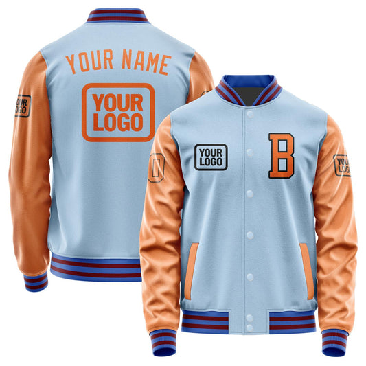 Custom Light Blue Orange Jacket JA080828091517282817