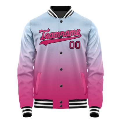 Custom Light-Blue Pink Gradient Varsity Letterman Jacket