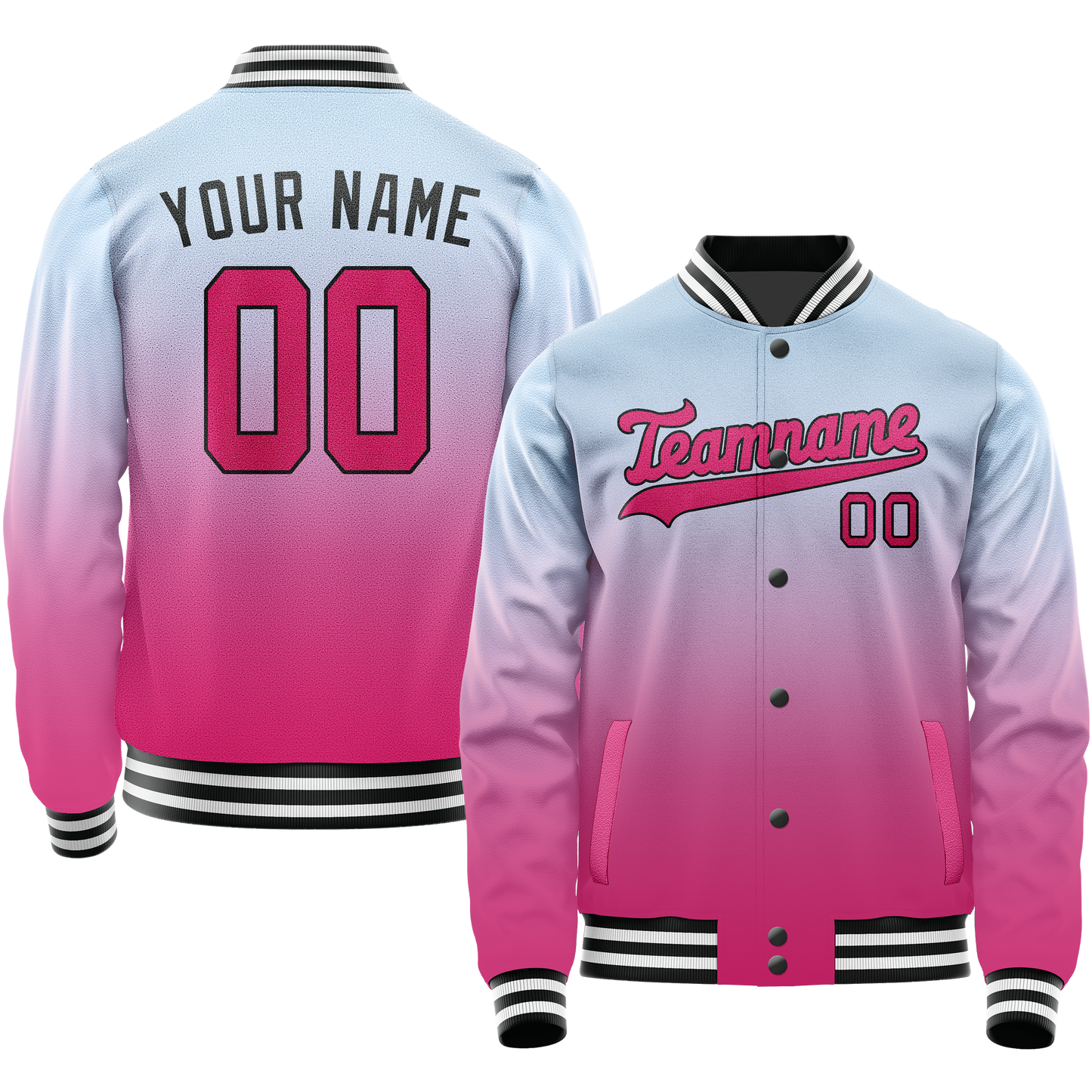 Custom Light-Blue Pink Gradient Varsity Letterman Jacket