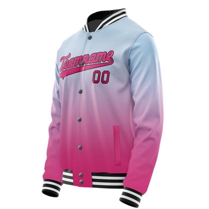 Custom Light-Blue Pink Gradient Varsity Letterman Jacket